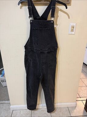 GAP Black Washed Denim Overalls with Bib Pocket